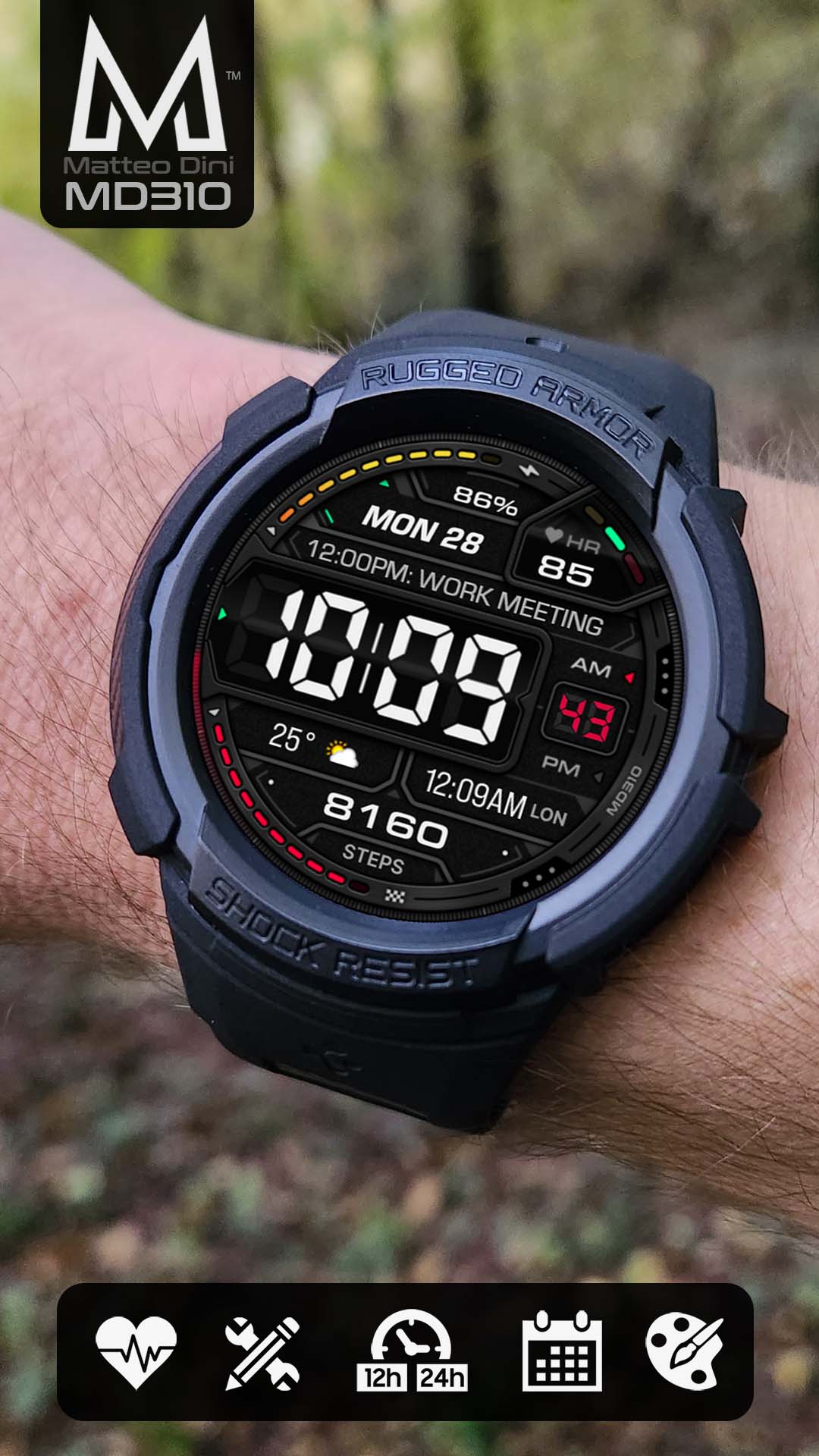 MD310 Digital watch face Matteo Dini MD Wear OS Tizen